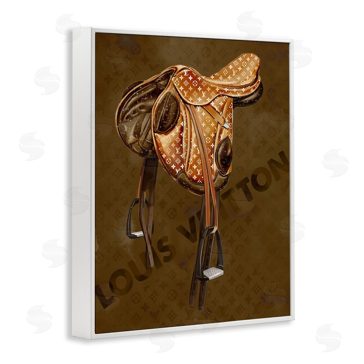 Glam Patterned Saddle White Frame Print Wall Art, Home Decor by Ziwei Li