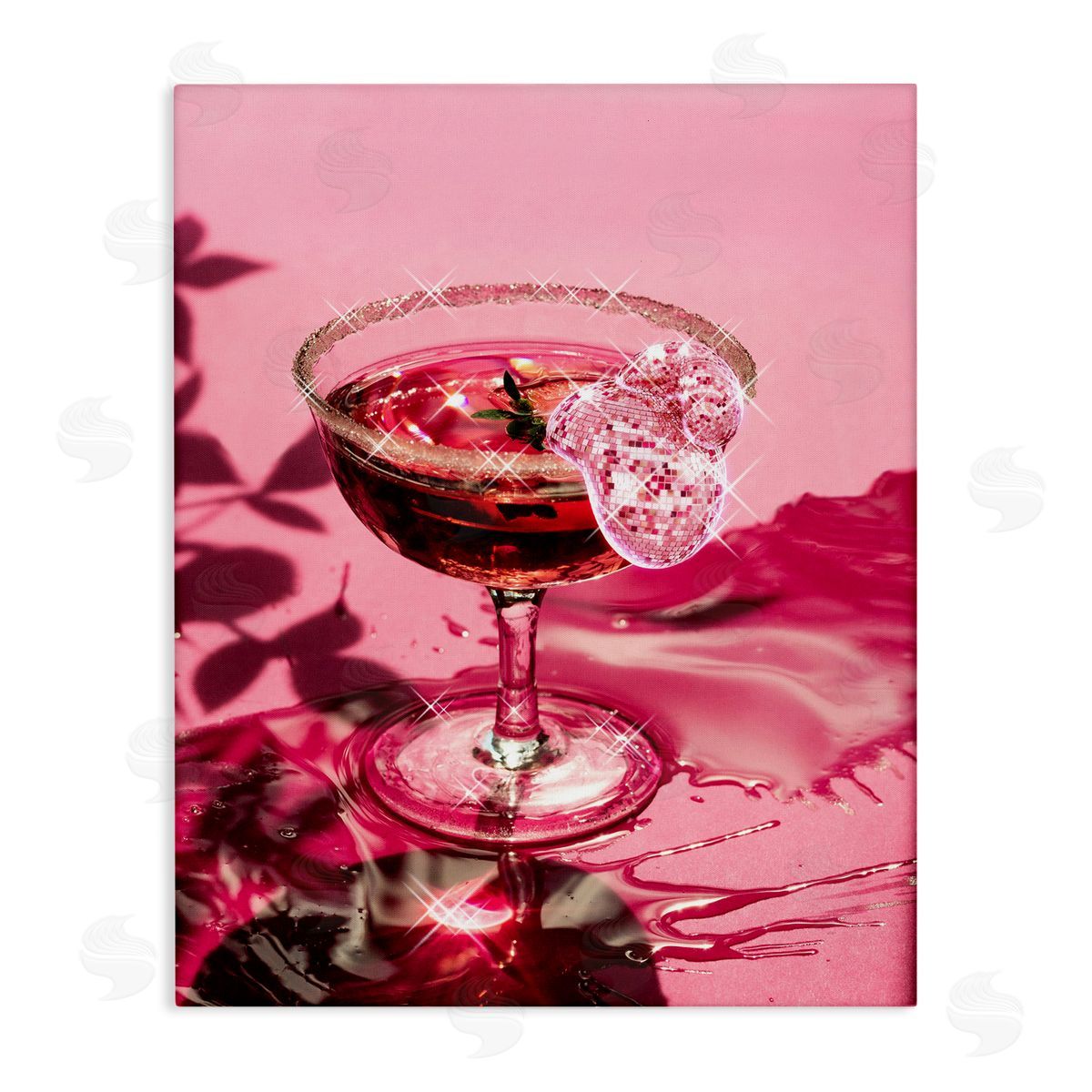 Pink Glimmering Drink Canvas Wall Art, Home Decor by Ziwei Li