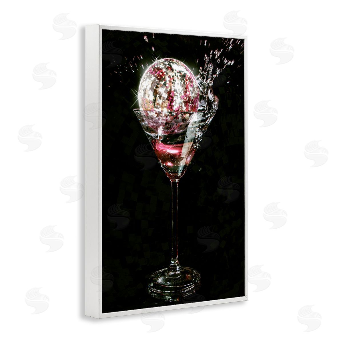 Disco and Cocktail Splash White Frame Print Wall Art, Home Decor by Ziwei Li