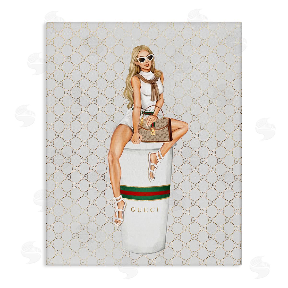 Trendy Girl and Coffee Canvas Wall Art, Home Decor by Ziwei Li