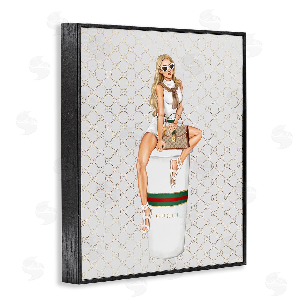 Trendy Girl and Coffee Black Frame Print Wall Art, Home Decor by Ziwei Li