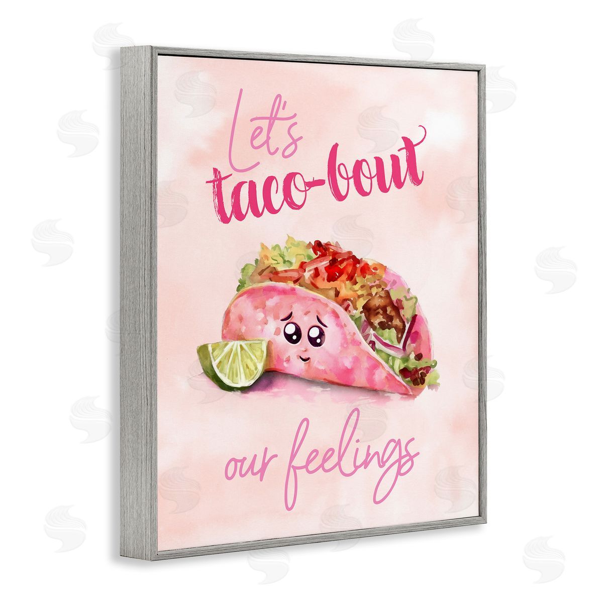 Taco-Bout Our Feelings Grey Frame Print Wall Art, Home Decor by Ziwei Li