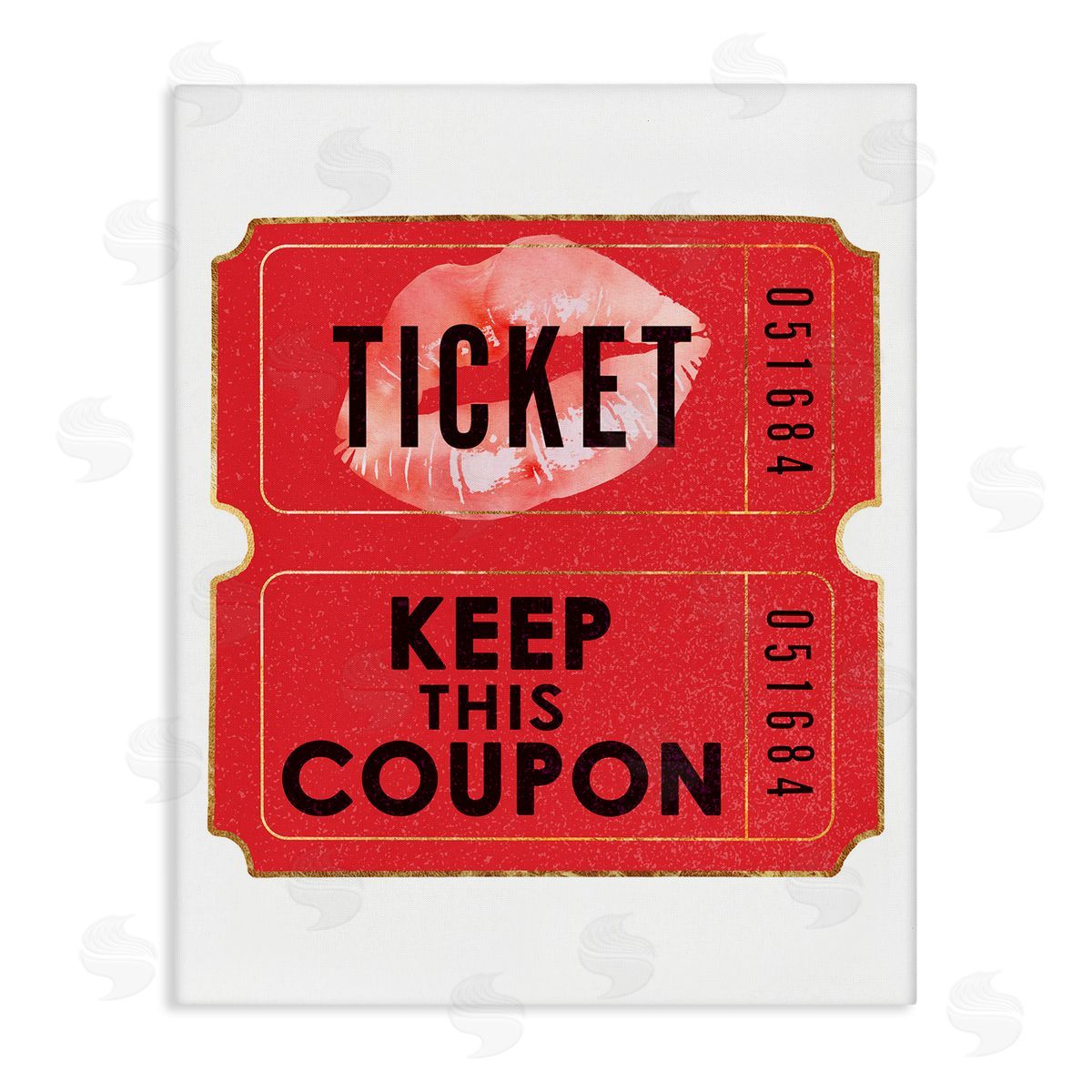 Glam Kiss Ticket Canvas Wall Art, Home Decor by Ziwei Li