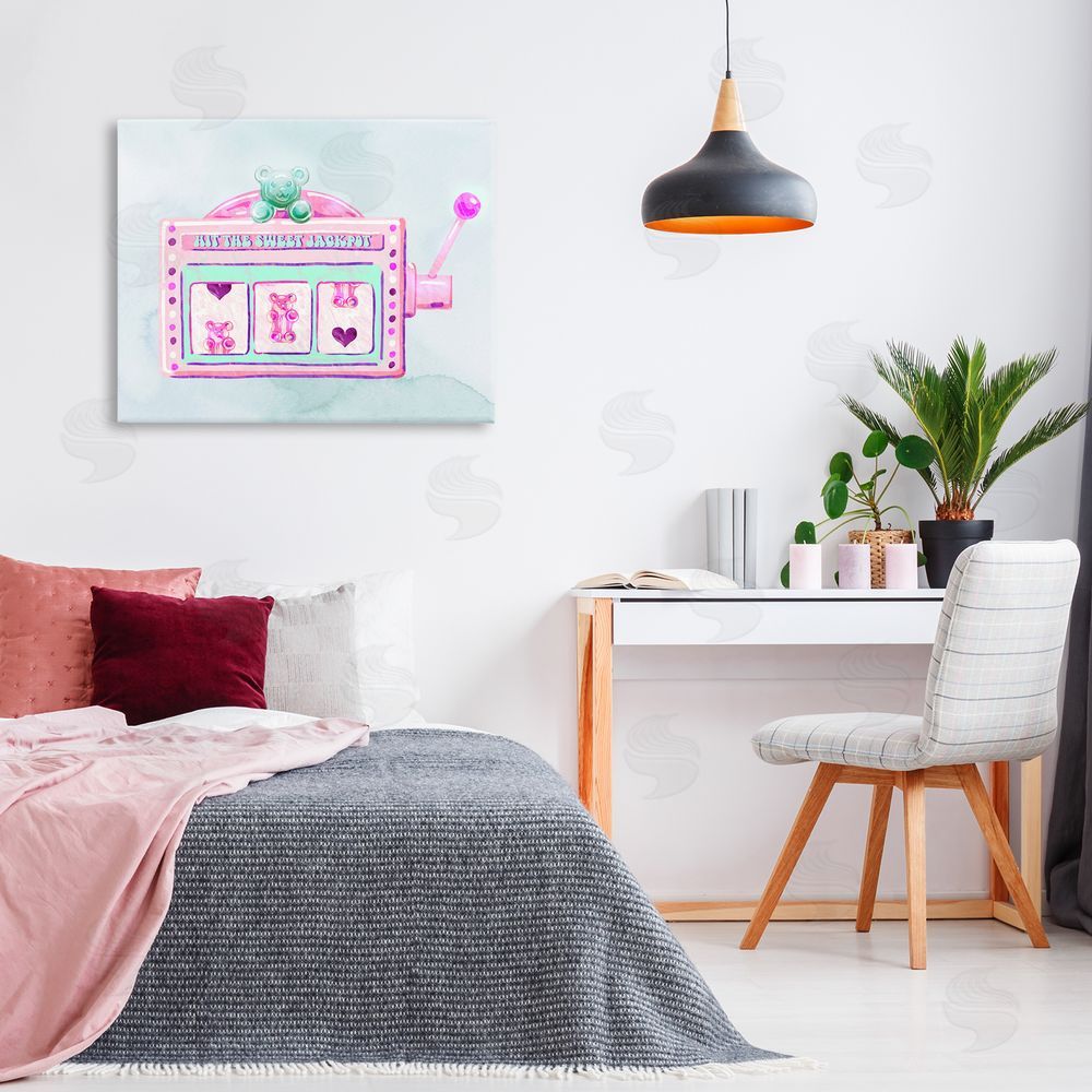 Ziwei Li Pink Pastel Slots Canvas Wall Art Print in Room