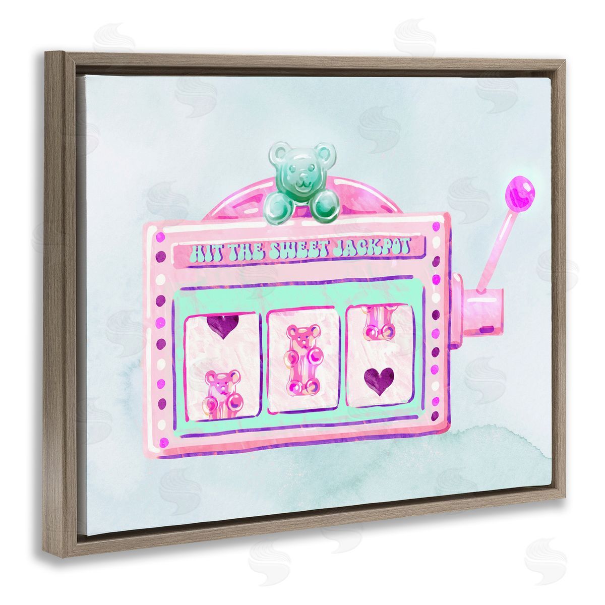 Ziwei Li Pink Pastel Slots Brown Floating Frame Canvas Wall Art Print