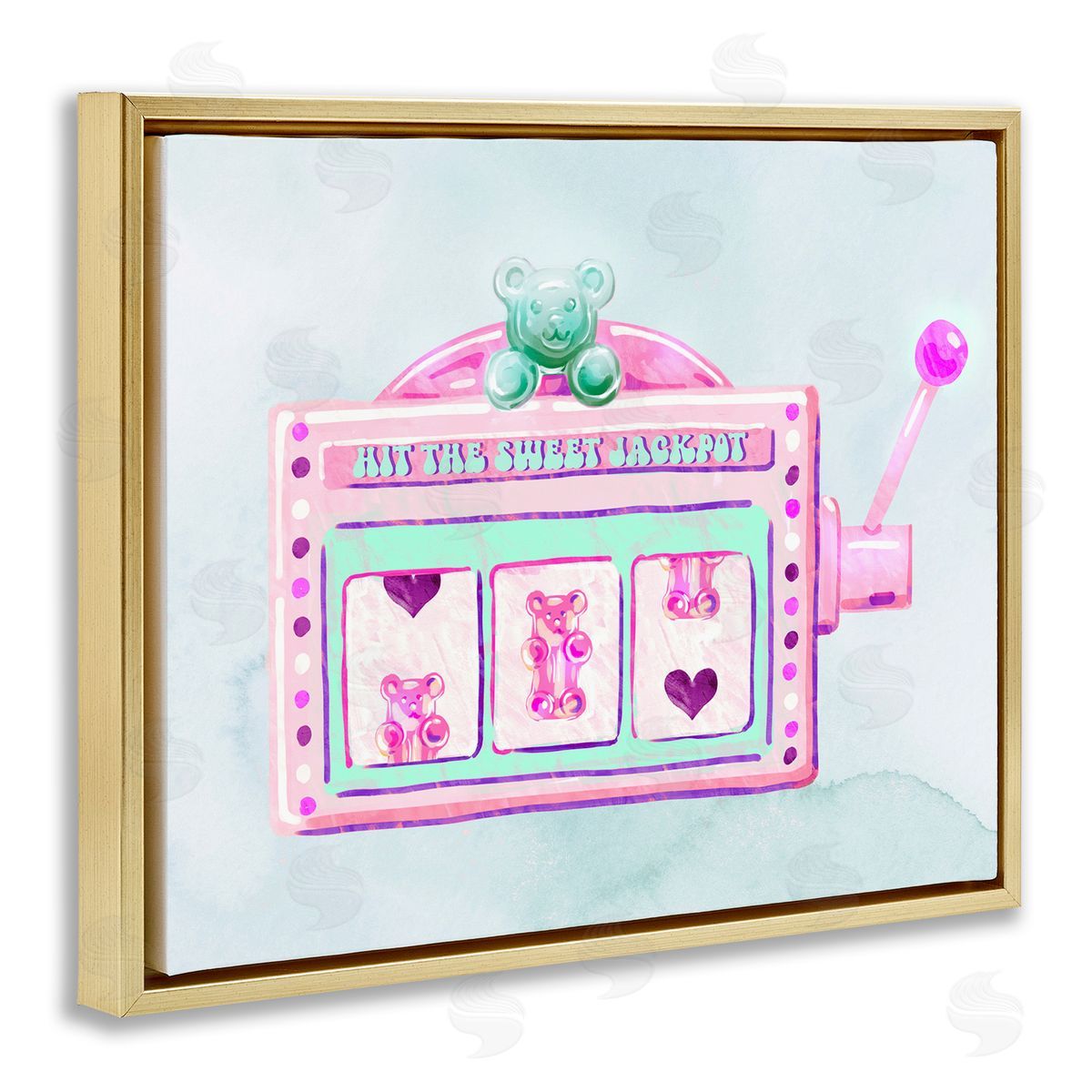 Ziwei Li Pink Pastel Slots Gold Floating Frame Canvas Wall Art Print