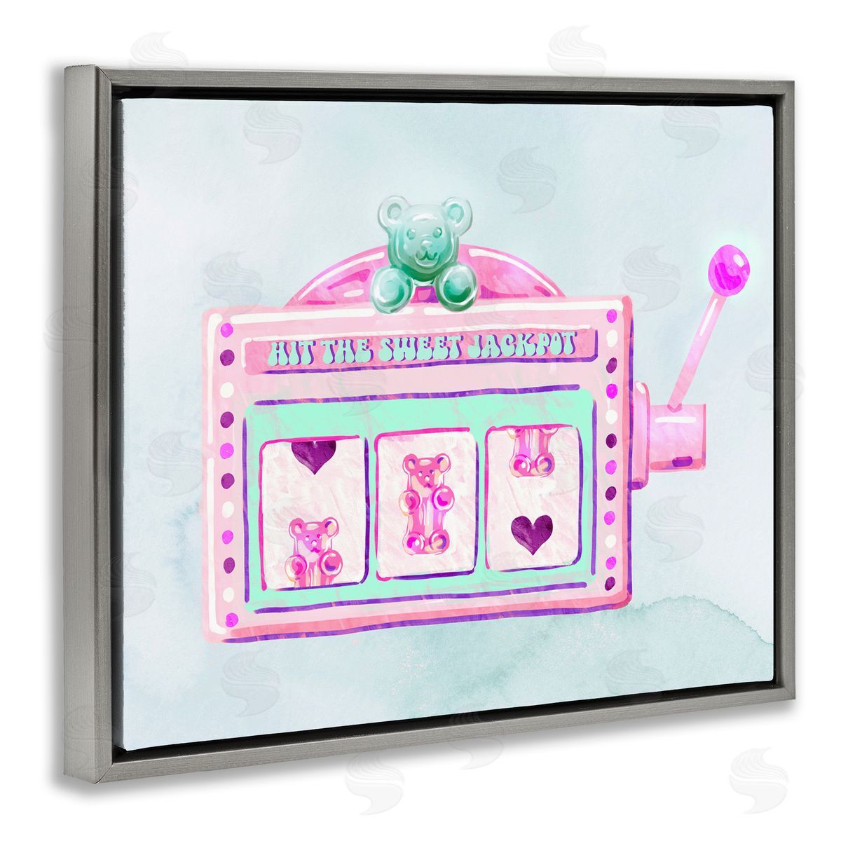 Ziwei Li Pink Pastel Slots Gray Floating Frame Canvas Wall Art Print