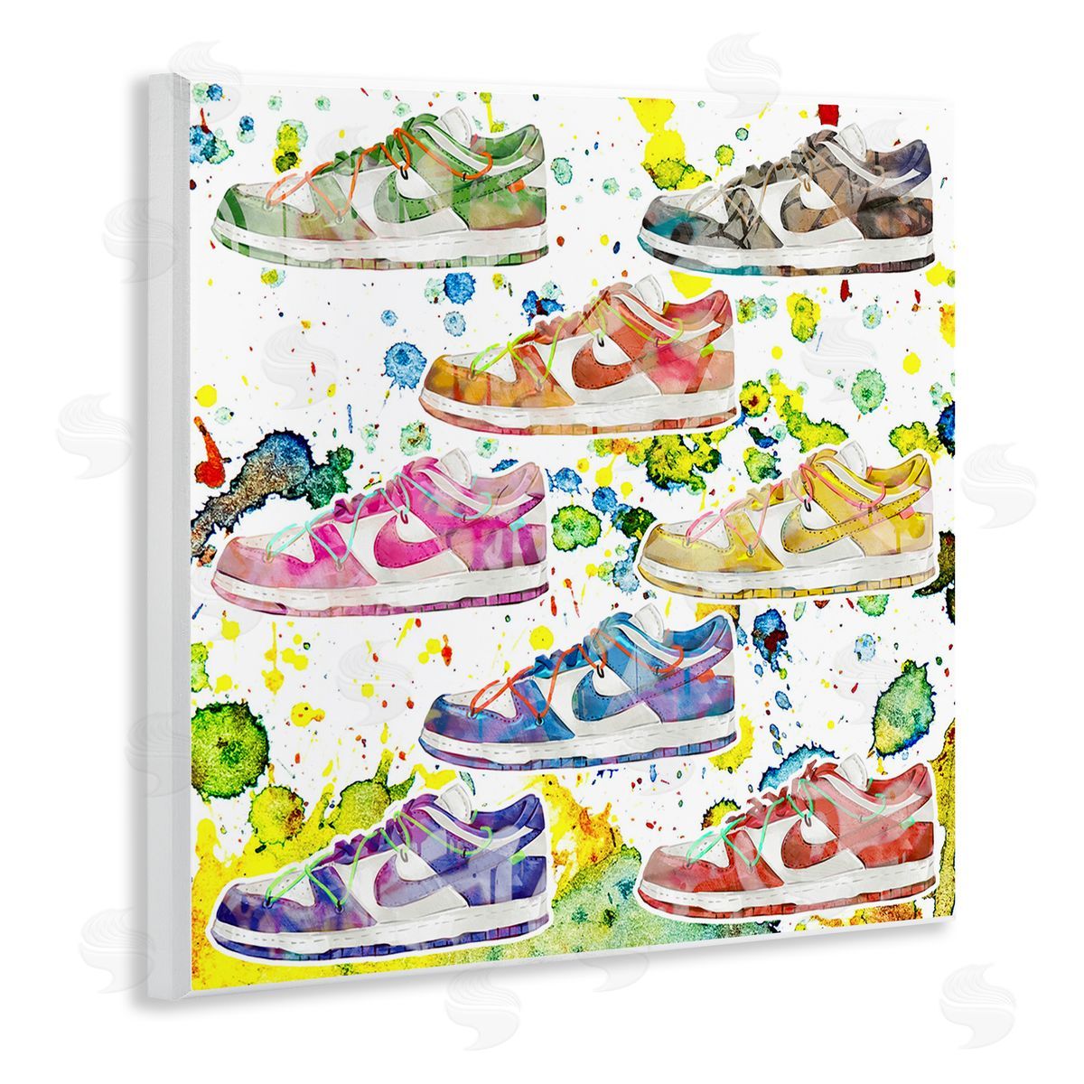 Paint Splatter Sneakers Wood Plaque Wall Art, Home Decor by Ziwei Li