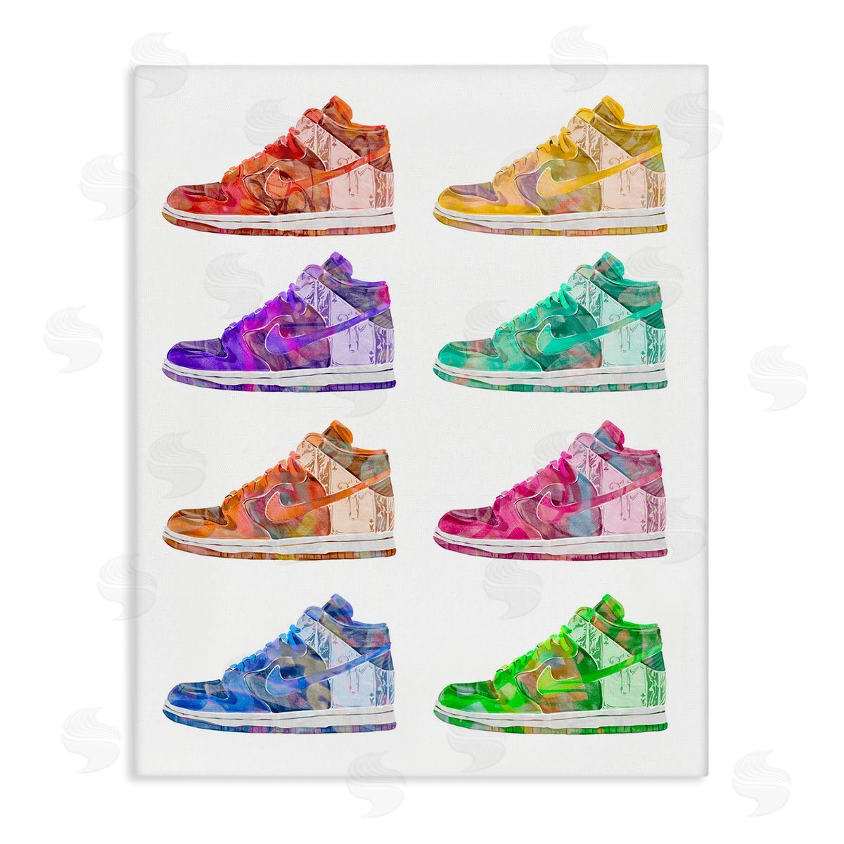 Bold Rainbow Sneakers Canvas Wall Art, Home Decor by Ziwei Li