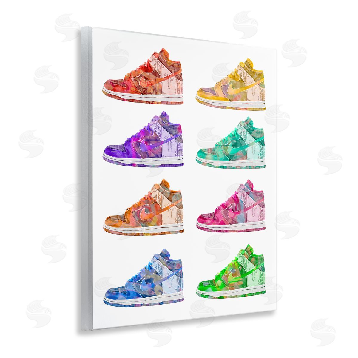Bold Rainbow Sneakers Wood Plaque Wall Art, Home Decor by Ziwei Li