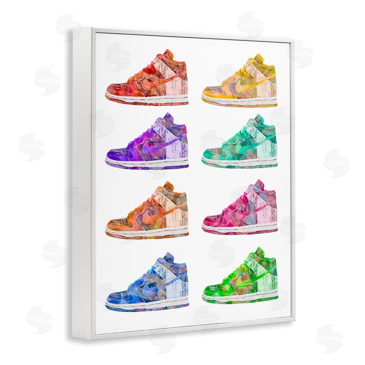 Bold Rainbow Sneakers White Frame Print Wall Art, Home Decor by Ziwei Li
