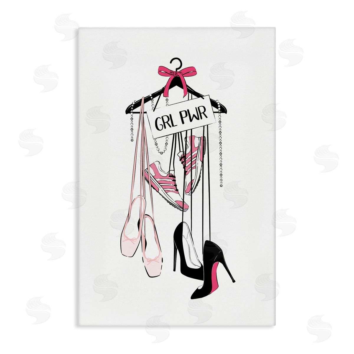 Grl Pwr Hanging Shoes Canvas Wall Art, Home Decor by Martina Pavlova