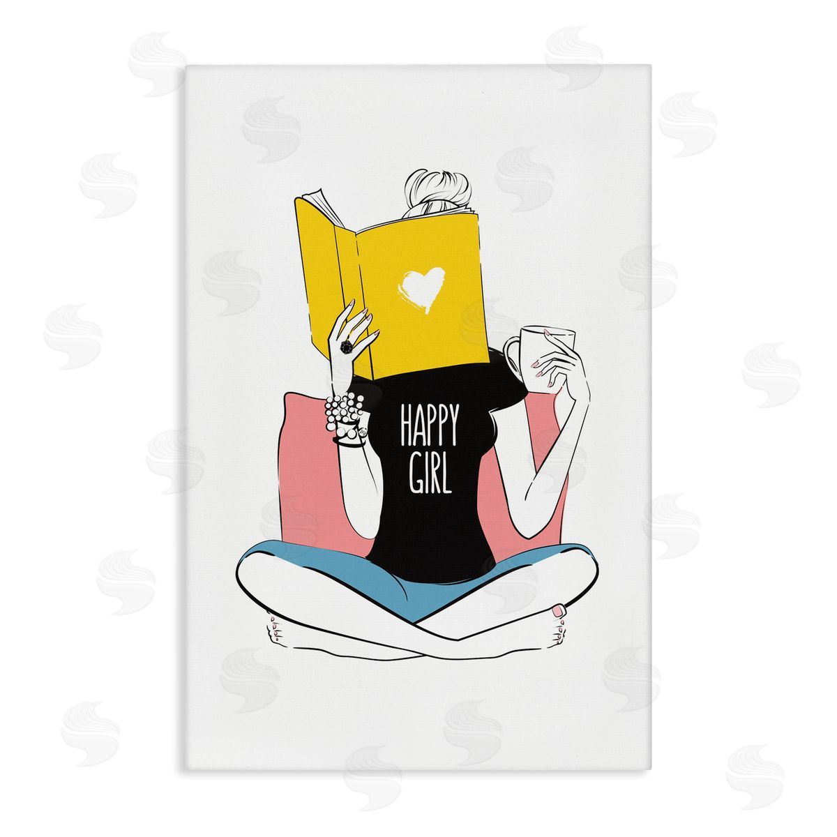 Happy Reader Girl Canvas Wall Art, Home Decor by Martina Pavlova