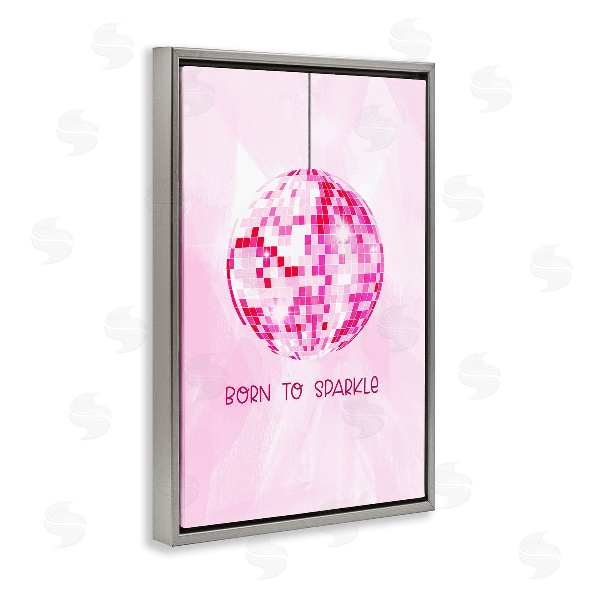 Born To Sparkle Disco Grey Floating Frame Canvas Wall Art, Home Decor by JJ Design House, LLC.
