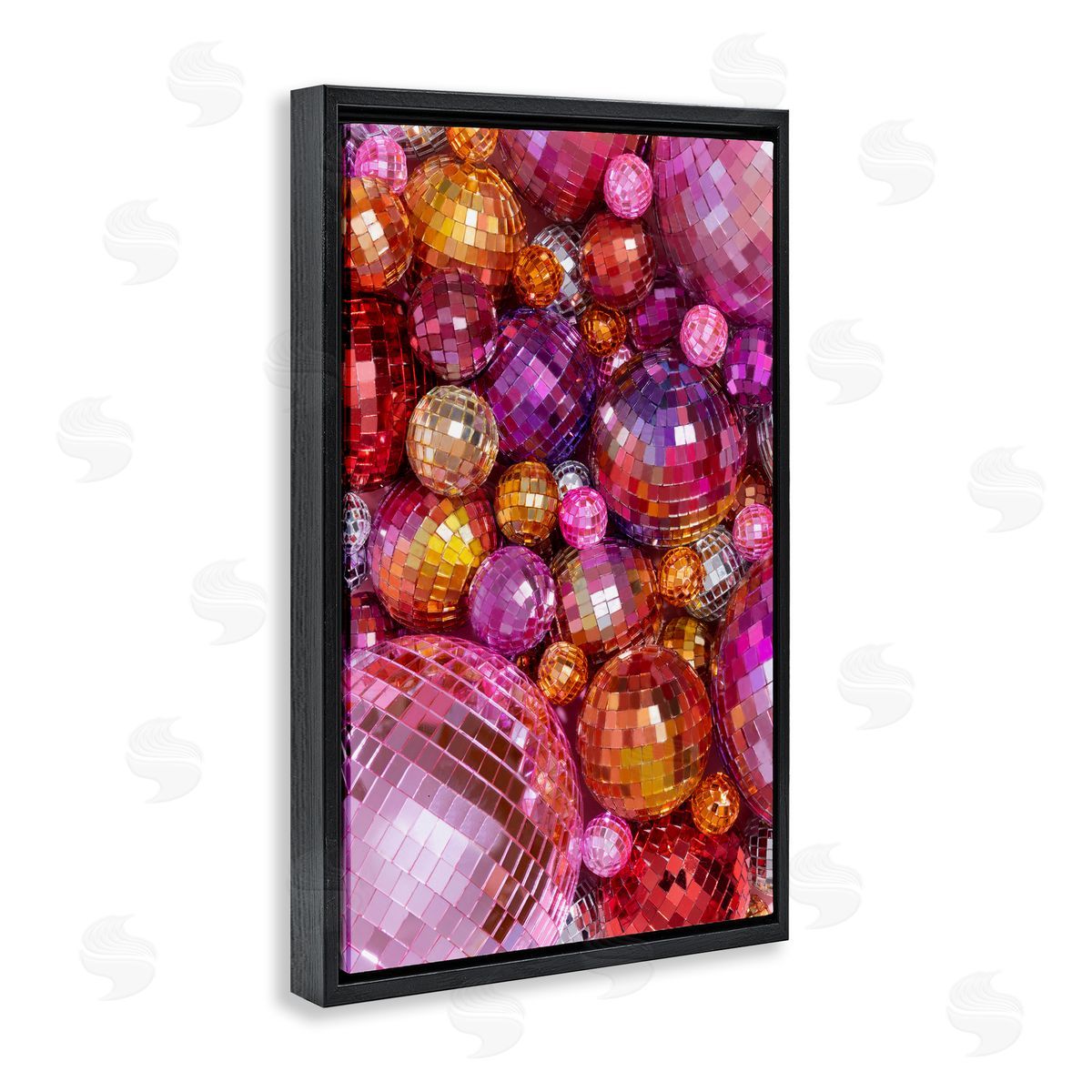 Various Size Disco Balls Black Floating Frame Canvas Wall Art, Home Decor by LISH Creative