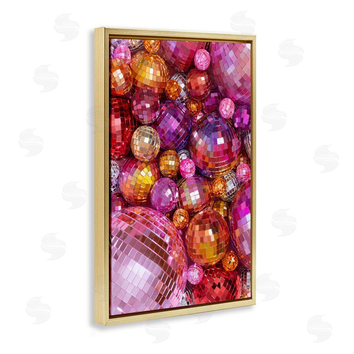 Various Size Disco Balls Gold Floating Frame Canvas Wall Art, Home Decor by LISH Creative