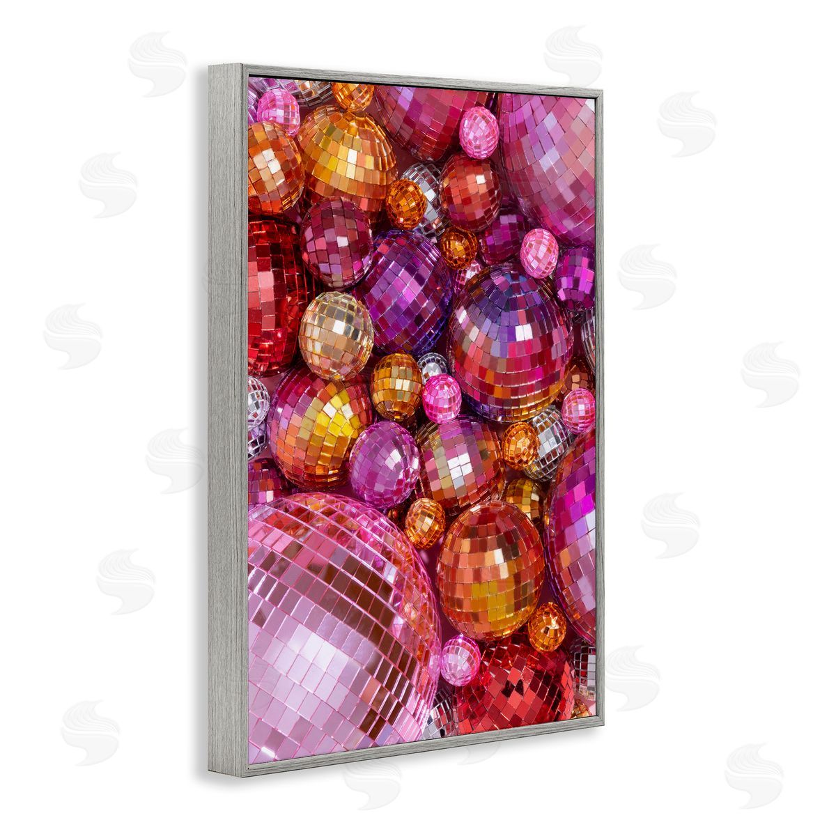 Various Size Disco Balls Grey Frame Print Wall Art, Home Decor by LISH Creative