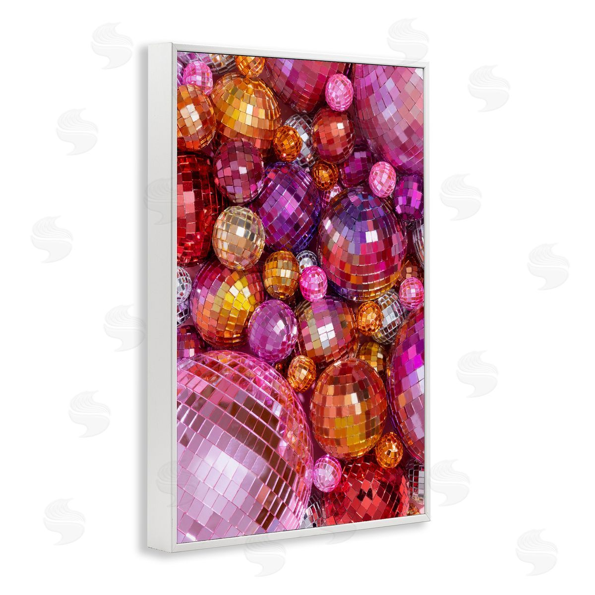 Various Size Disco Balls White Frame Print Wall Art, Home Decor by LISH Creative