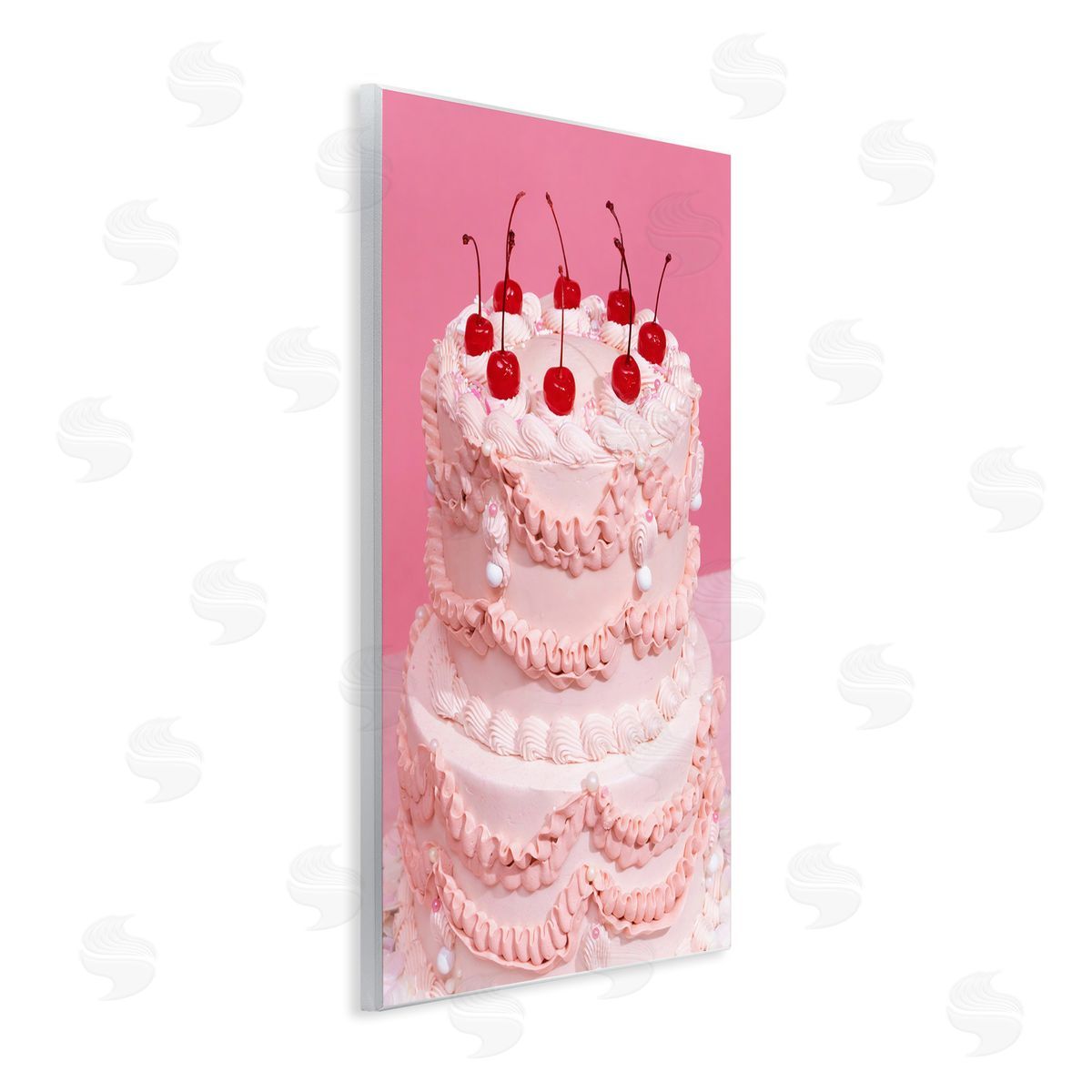 Pink Cherries Cake Wood Plaque Wall Art, Home Decor by LISH Creative