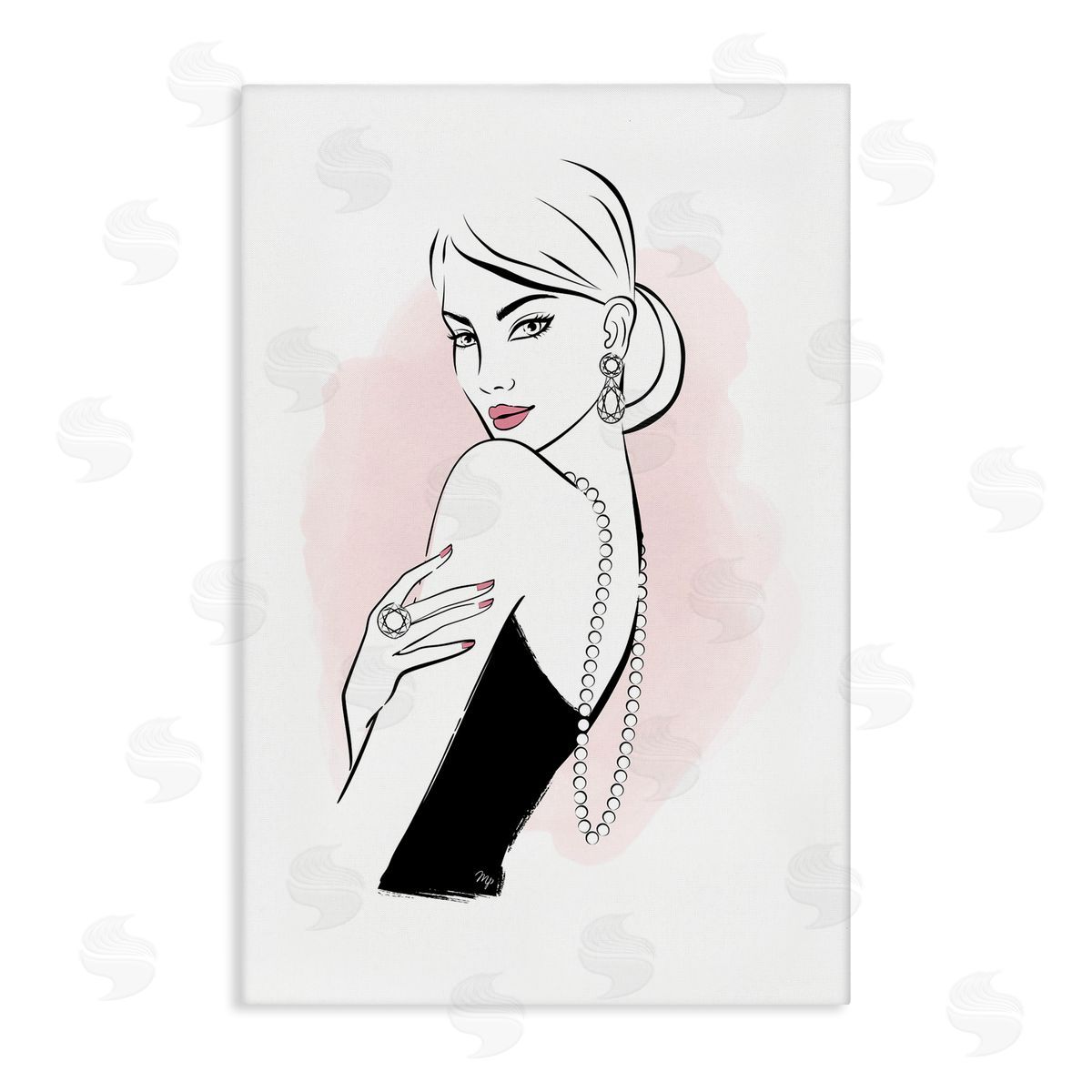 Diamond Jewelry Girl Canvas Wall Art, Home Decor by Martina Pavlova