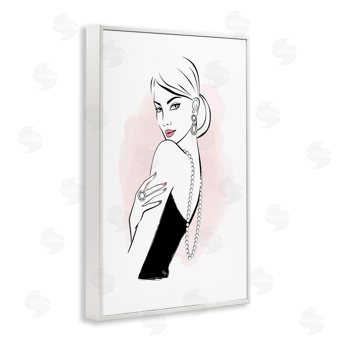 Diamond Jewelry Girl White Frame Print Wall Art, Home Decor by Martina Pavlova