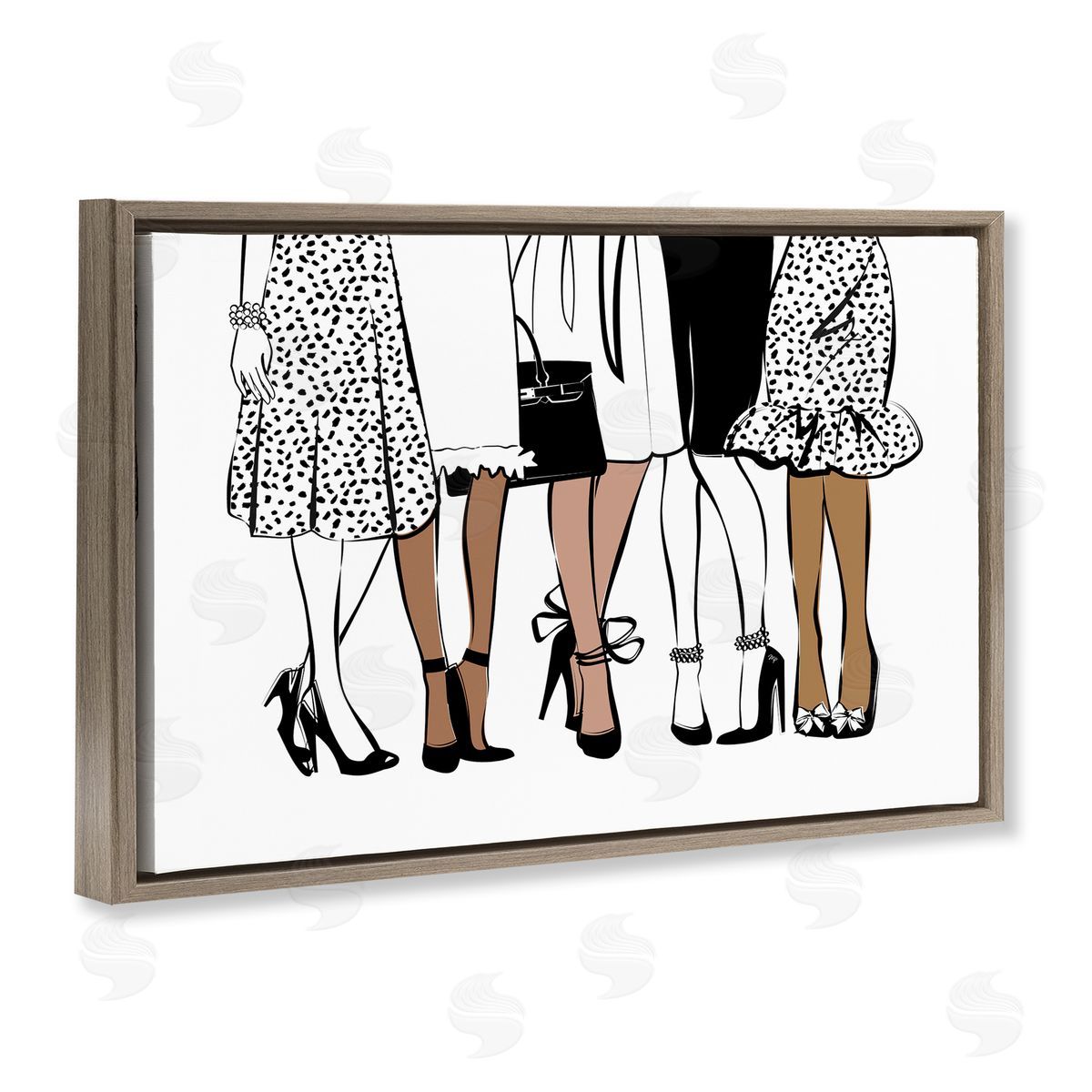 Martina Pavlova Trendy Fashion Girlfriends Brown Floating Frame Canvas Wall Art Print