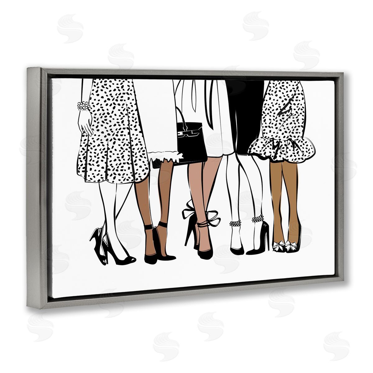 Martina Pavlova Trendy Fashion Girlfriends Gray Floating Frame Canvas Wall Art Print