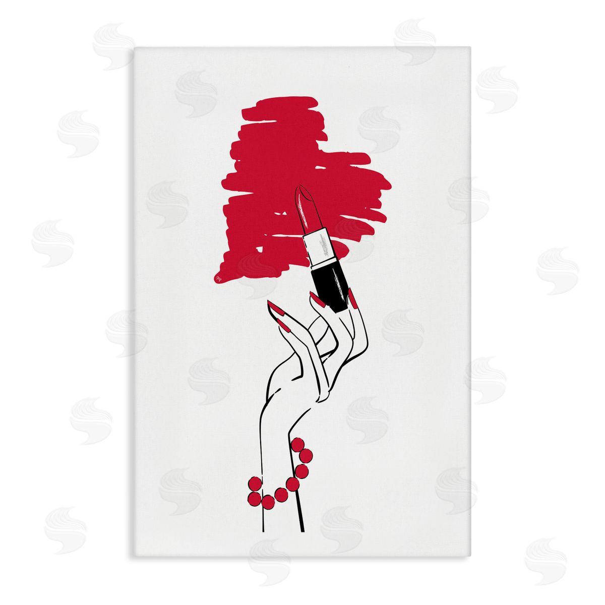 Lipstick Heart Shape Canvas Wall Art, Home Decor by Martina Pavlova