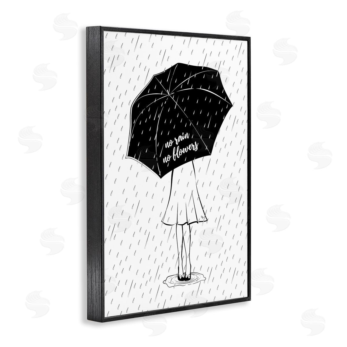 No Rain No Flowers Black Frame Print Wall Art, Home Decor by Martina Pavlova