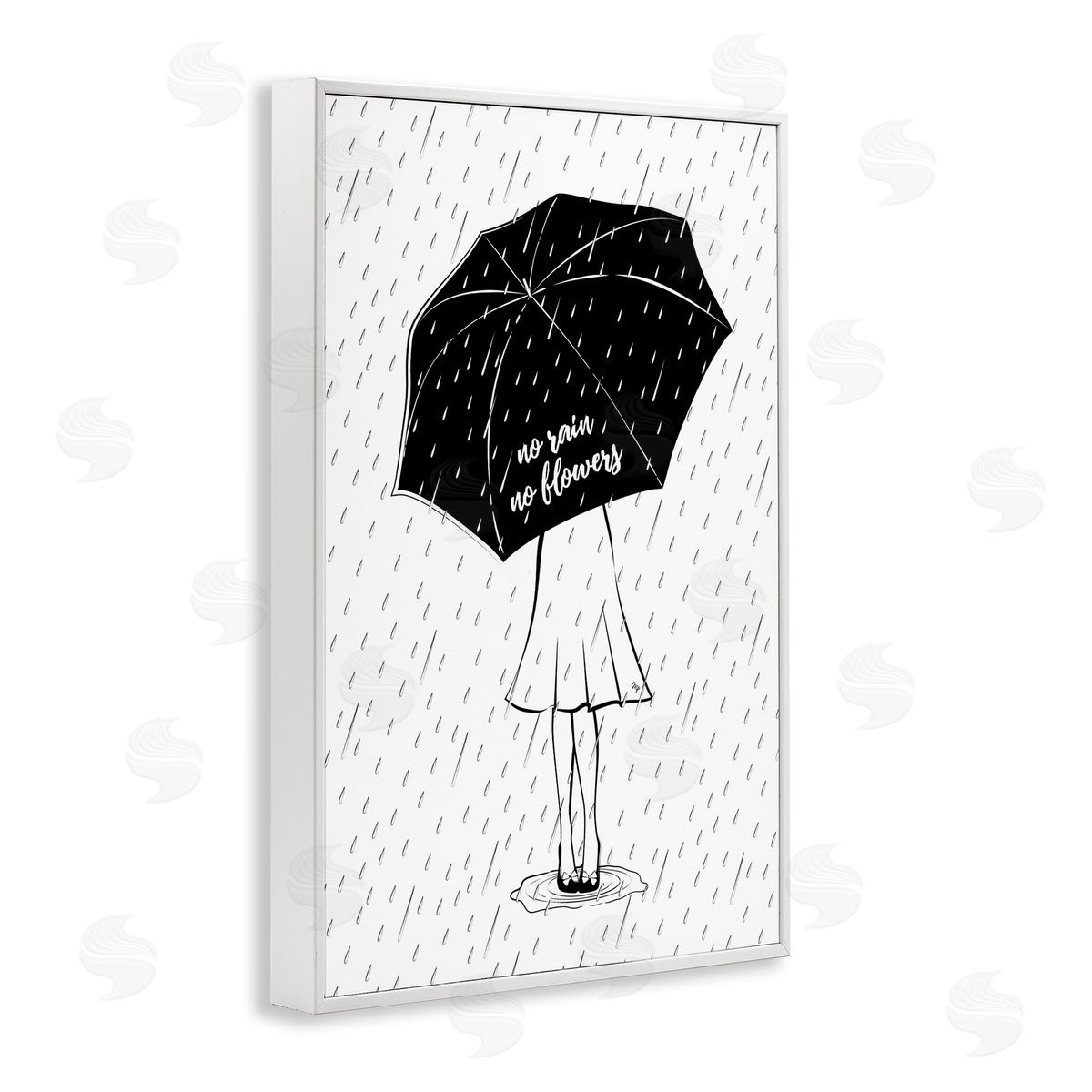 No Rain No Flowers White Frame Print Wall Art, Home Decor by Martina Pavlova