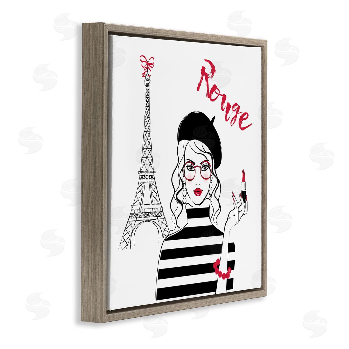 Rouge Parisian Fashion Brown Floating Frame Canvas Wall Art, Home Decor by Martina Pavlova