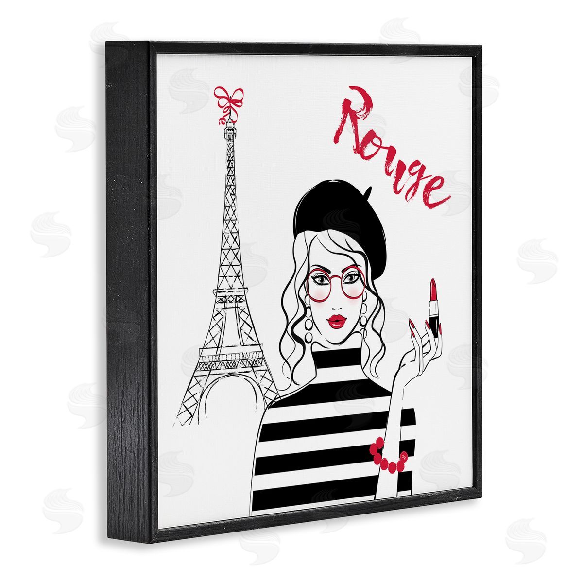 Rouge Parisian Fashion Black Frame Print Wall Art, Home Decor by Martina Pavlova