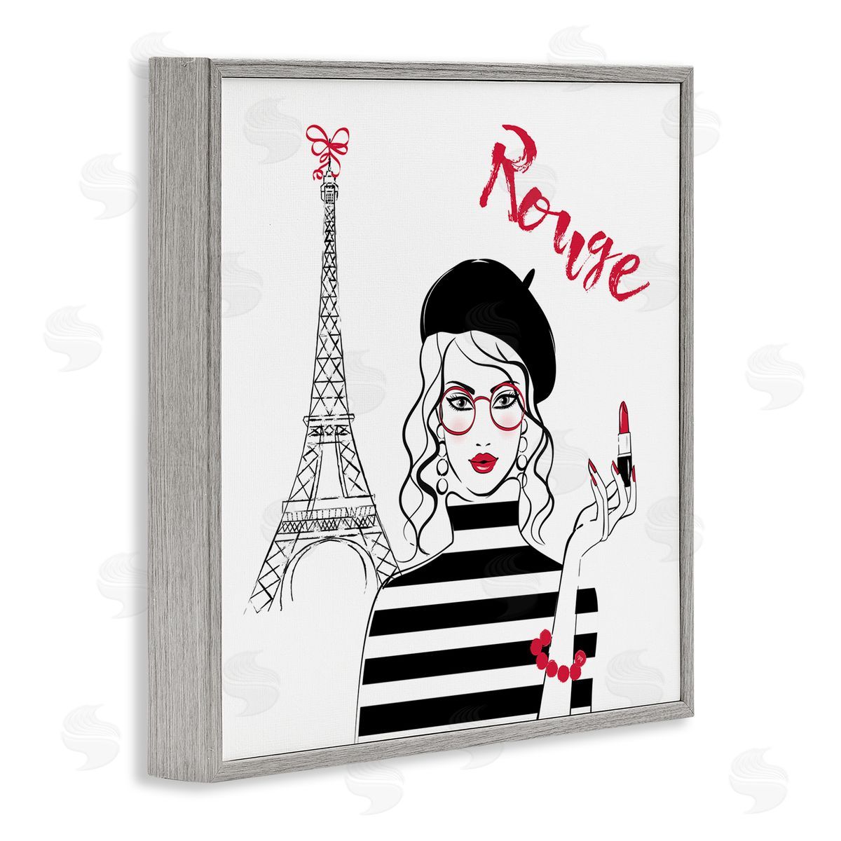 Rouge Parisian Fashion Grey Frame Print Wall Art, Home Decor by Martina Pavlova