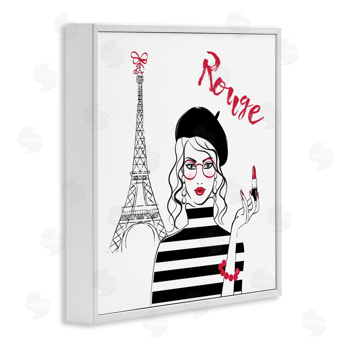 Rouge Parisian Fashion White Frame Print Wall Art, Home Decor by Martina Pavlova
