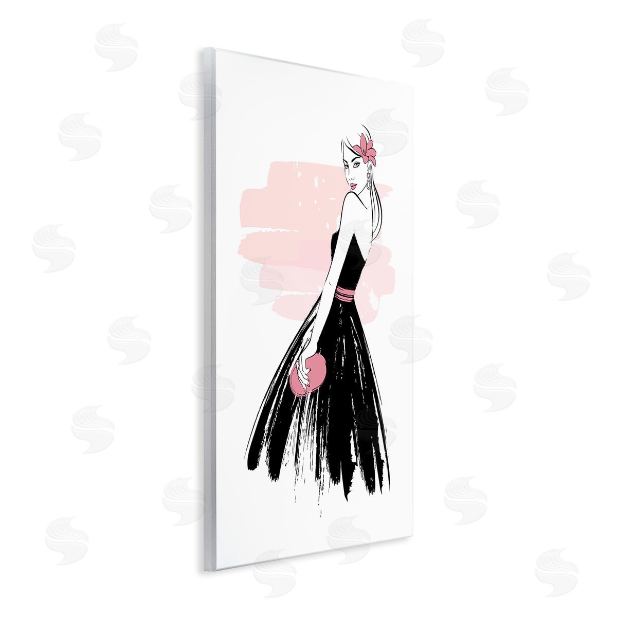 Senorita in Black Dress Wood Plaque Wall Art, Home Decor by Martina Pavlova