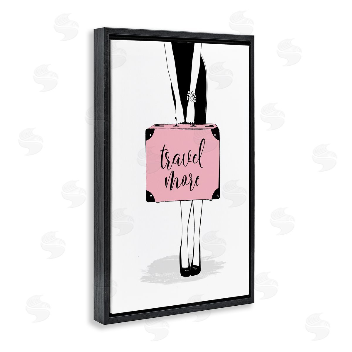 Travel More and Suitcase Black Floating Frame Canvas Wall Art, Home Decor by Martina Pavlova