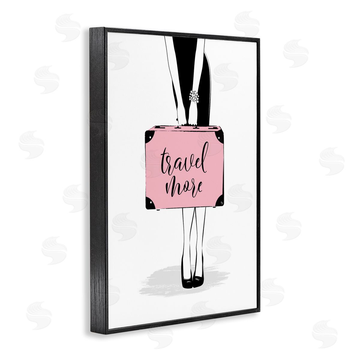 Travel More and Suitcase Black Frame Print Wall Art, Home Decor by Martina Pavlova