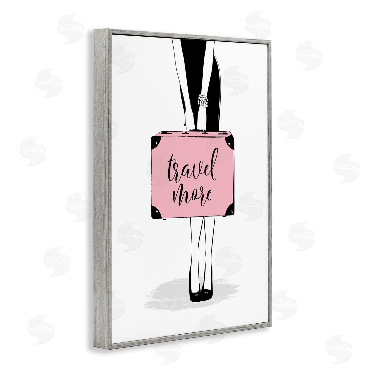 Travel More and Suitcase Grey Frame Print Wall Art, Home Decor by Martina Pavlova