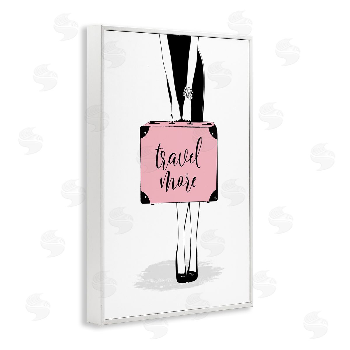 Travel More and Suitcase White Frame Print Wall Art, Home Decor by Martina Pavlova