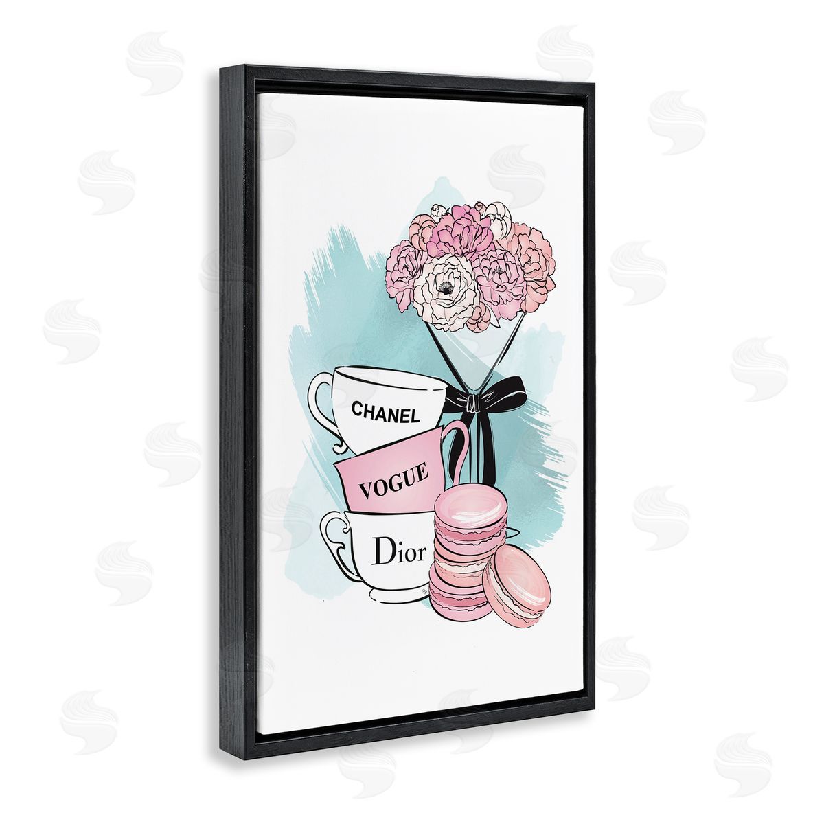 Fashion Tea Party Black Floating Frame Canvas Wall Art, Home Decor by Martina Pavlova