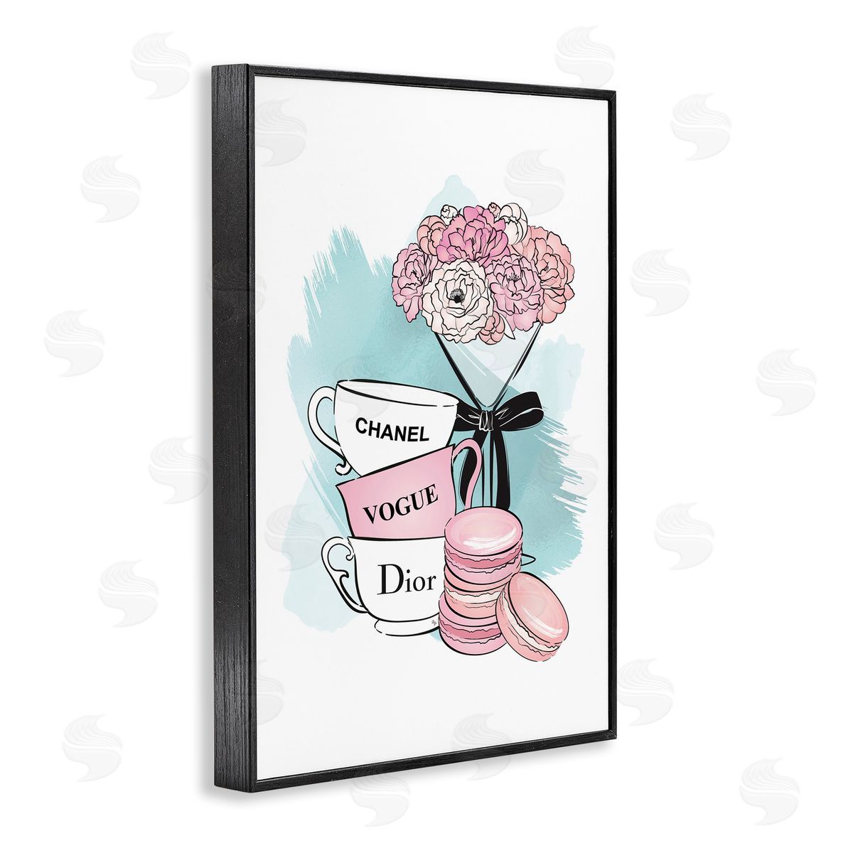 Fashion Tea Party Black Frame Print Wall Art, Home Decor by Martina Pavlova