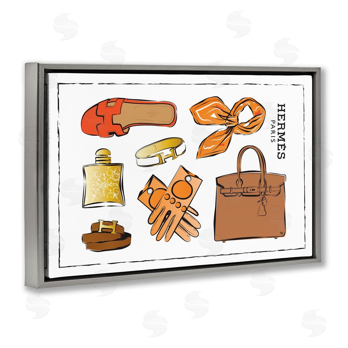 Martina Pavlova Trendy Neutral Fashion Gray Floating Frame Canvas Wall Art Print