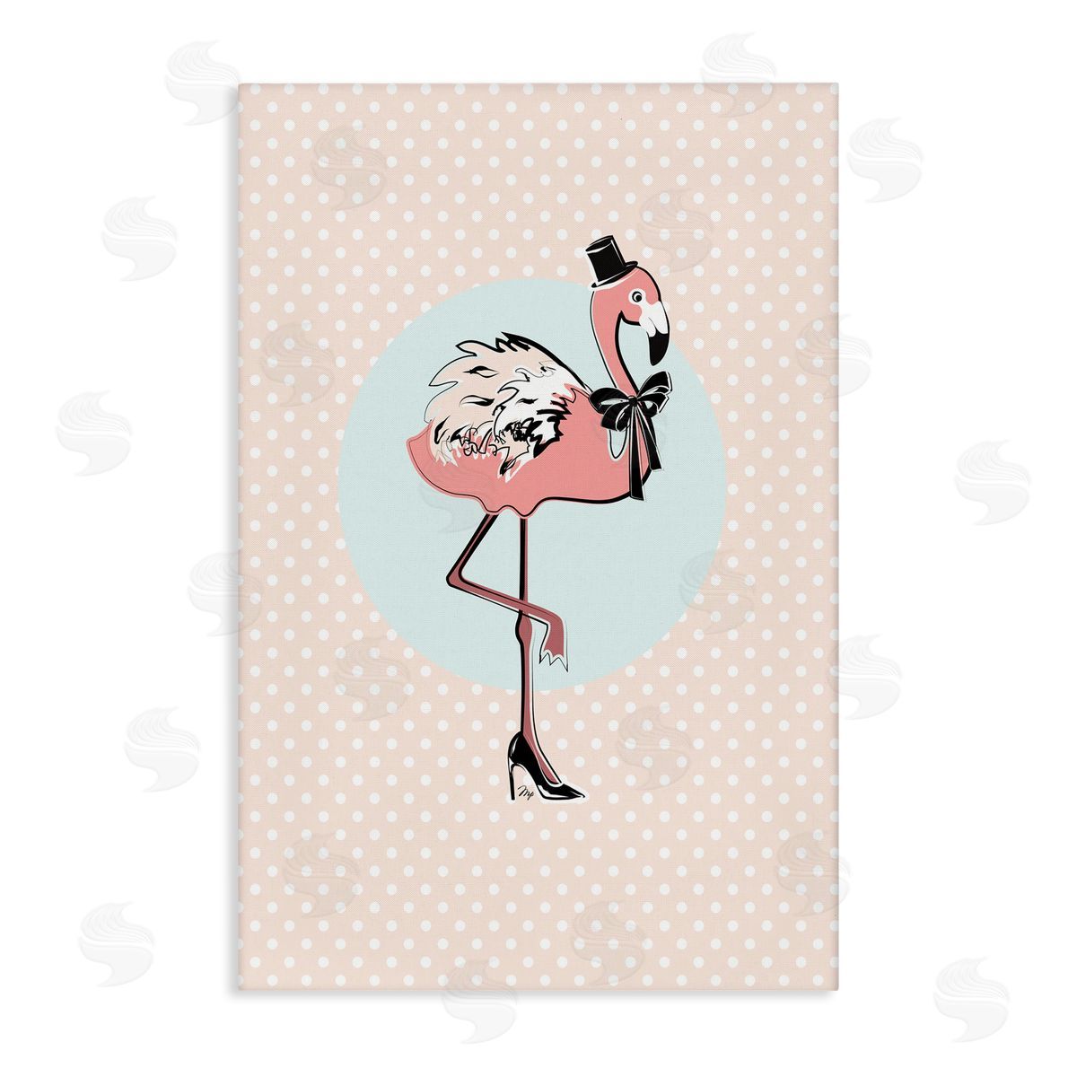 Flamingo and Top Hat Canvas Wall Art, Home Decor by Martina Pavlova
