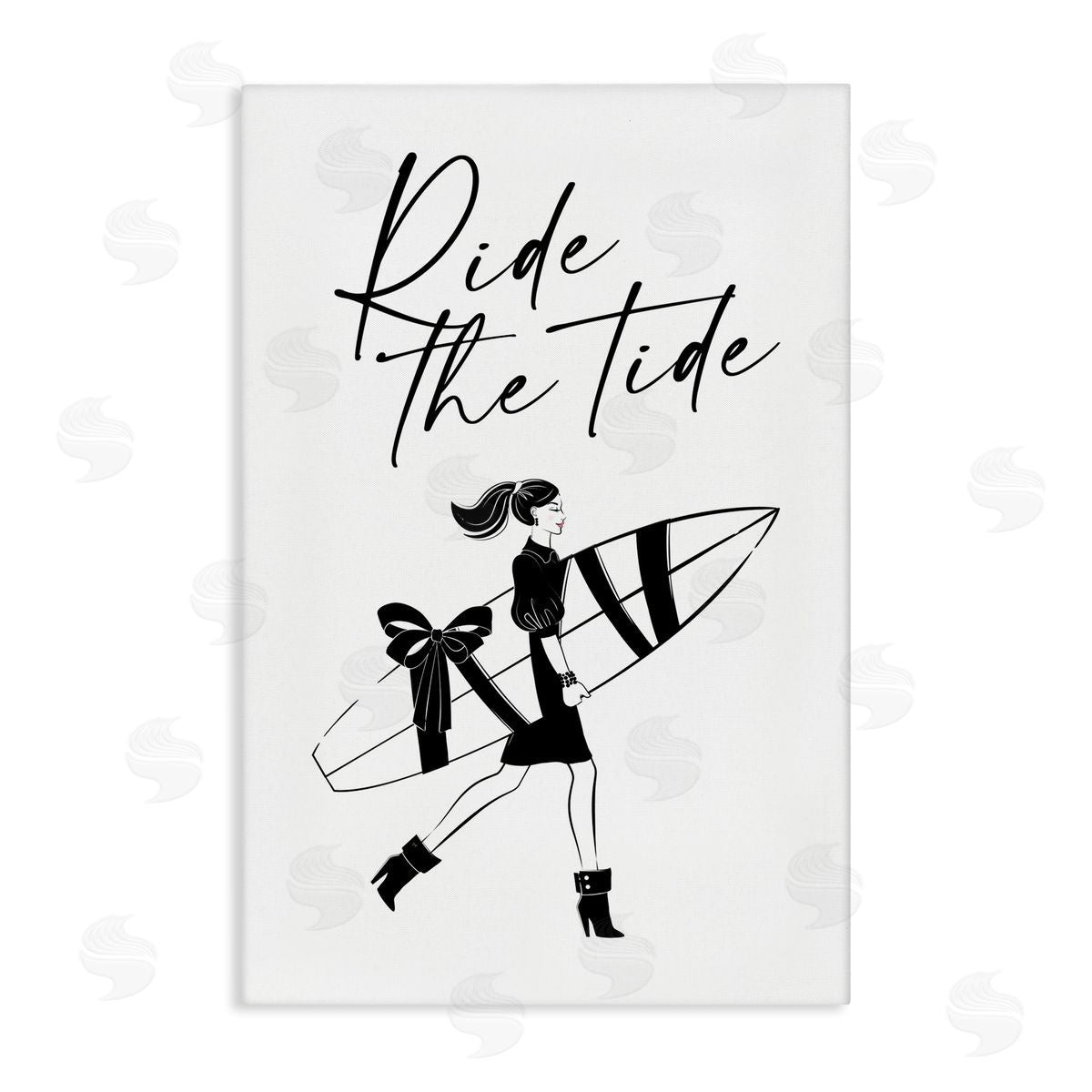 Ride The Tide Surfer Canvas Wall Art, Home Decor by Martina Pavlova
