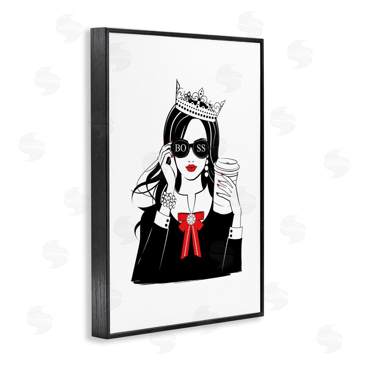 Jeweled Girl Boss Black Frame Print Wall Art, Home Decor by Martina Pavlova