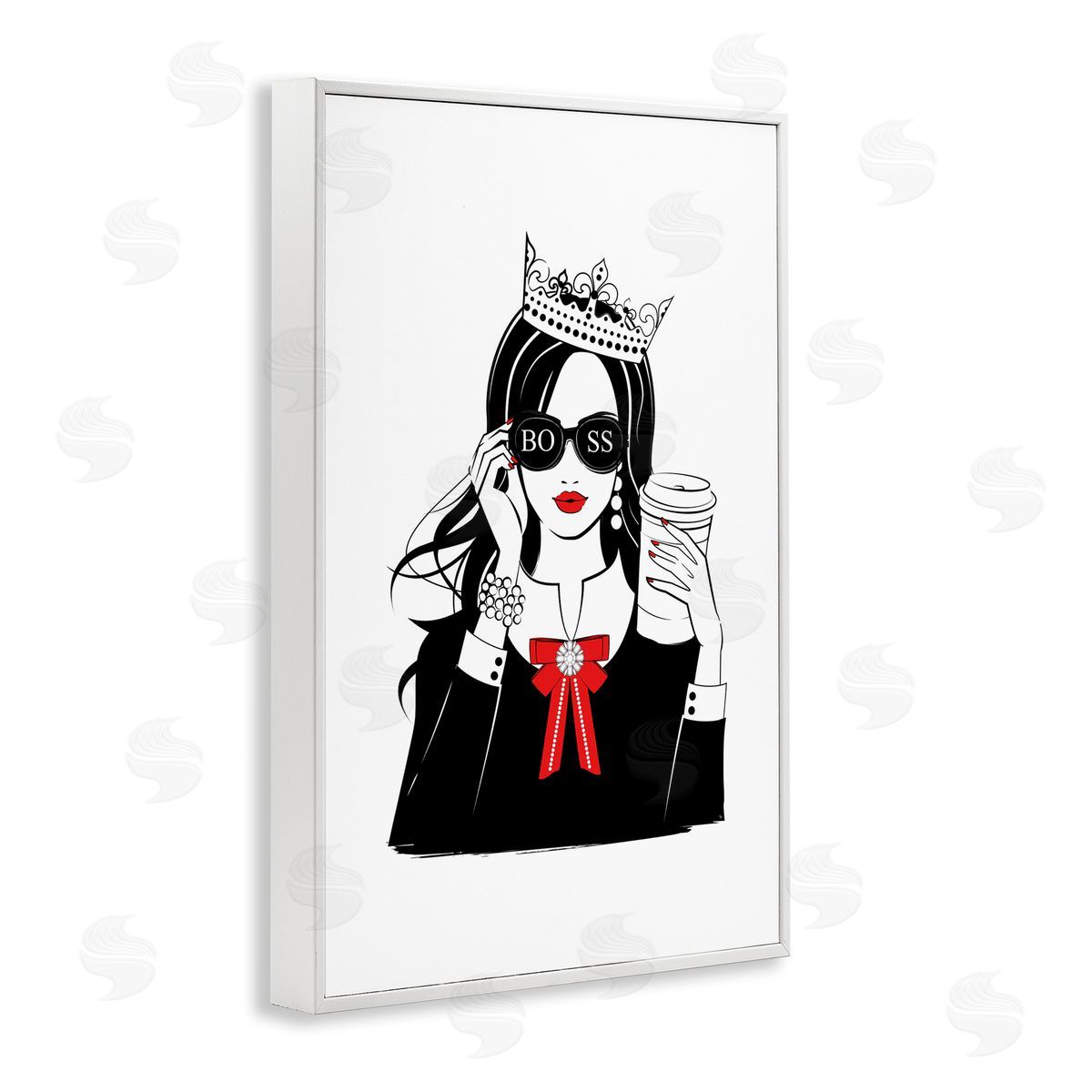 Jeweled Girl Boss White Frame Print Wall Art, Home Decor by Martina Pavlova