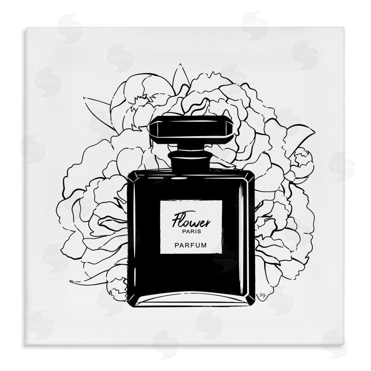 Black Perfume and Roses Canvas Wall Art, Home Decor by Martina Pavlova