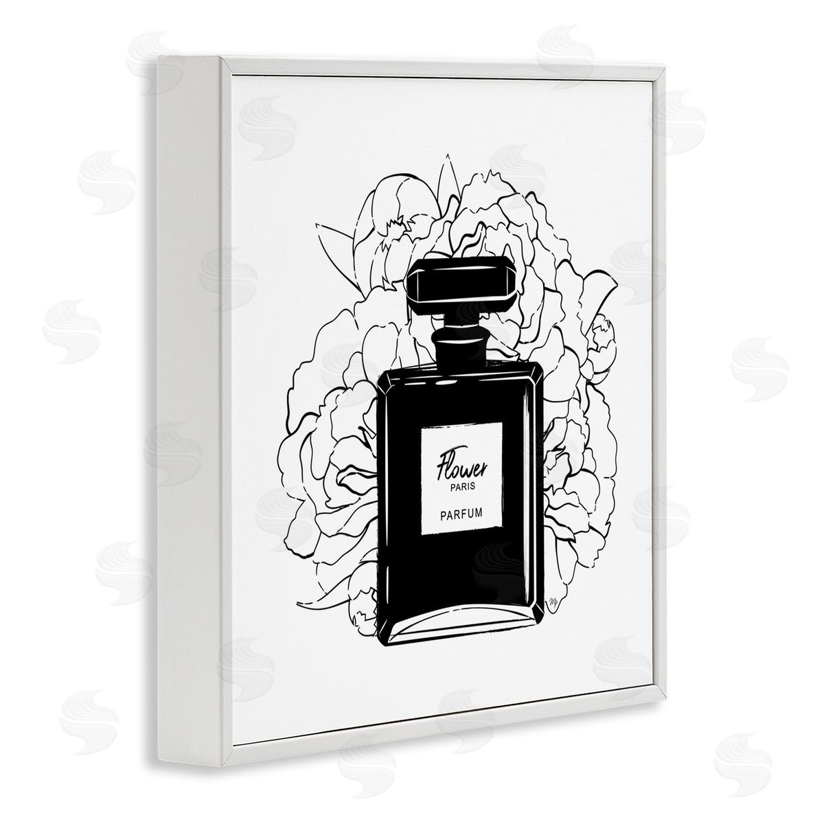 Black Perfume and Roses White Frame Print Wall Art, Home Decor by Martina Pavlova