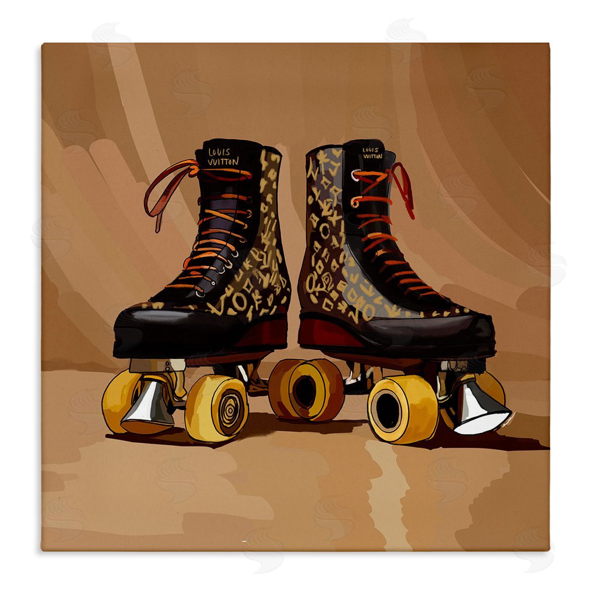 Brown Roller Skates Canvas Wall Art, Home Decor by Amelia Noyes