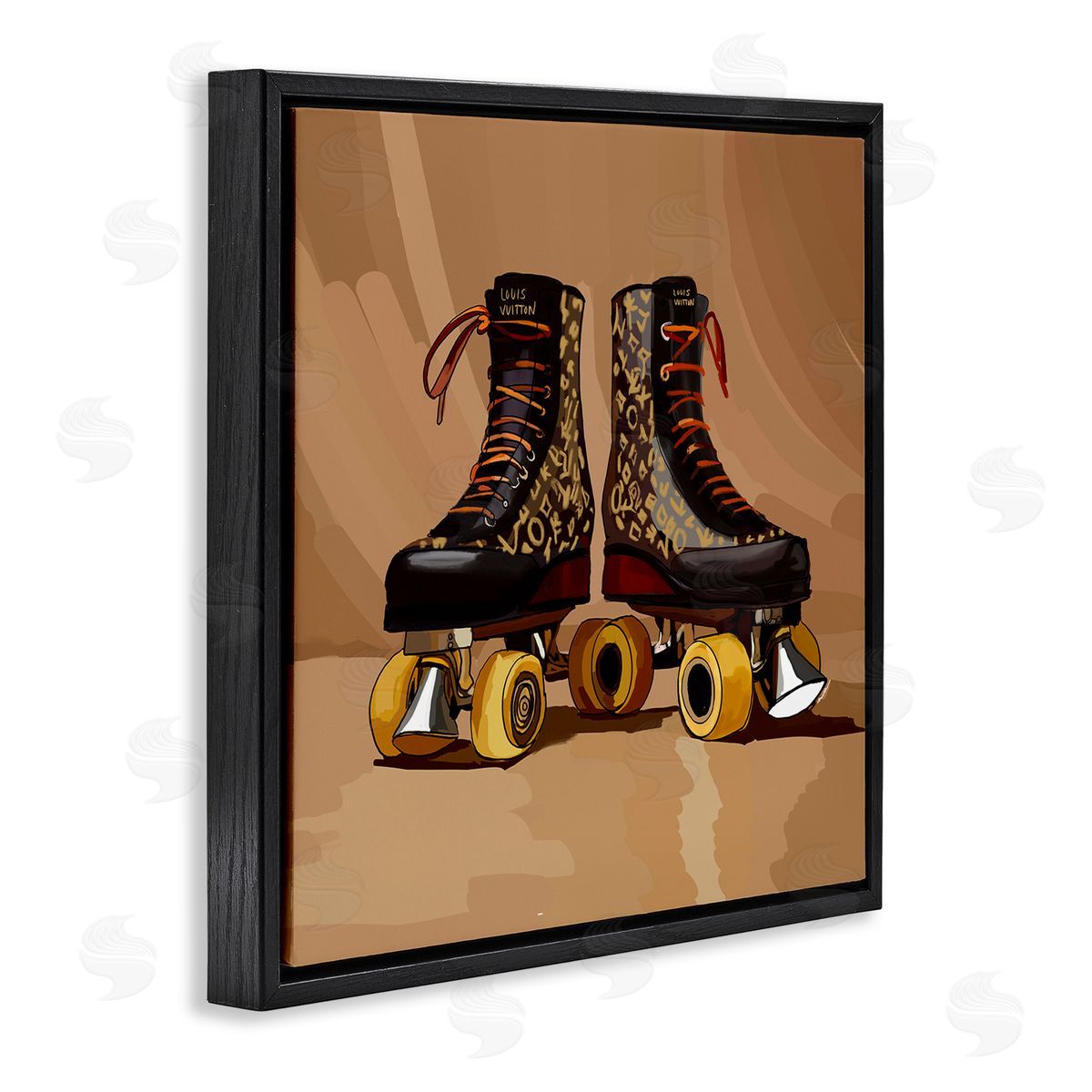 Brown Roller Skates Black Floating Frame Canvas Wall Art, Home Decor by Amelia Noyes